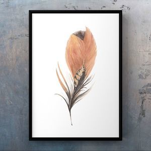 Bird feather watercolor art print